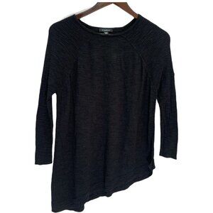 LE Chateau♠️Sweater Asymmetric Hem 3/4 Sleeve Black Pullover Lightweight Size XS